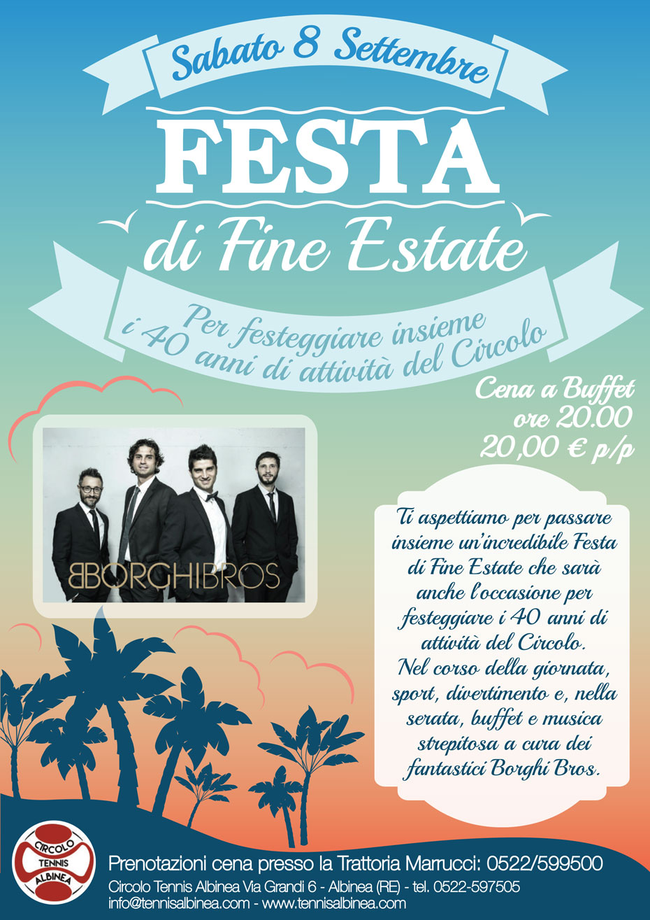 festa di fine estate 2018 al Circolo Tennis Albinea