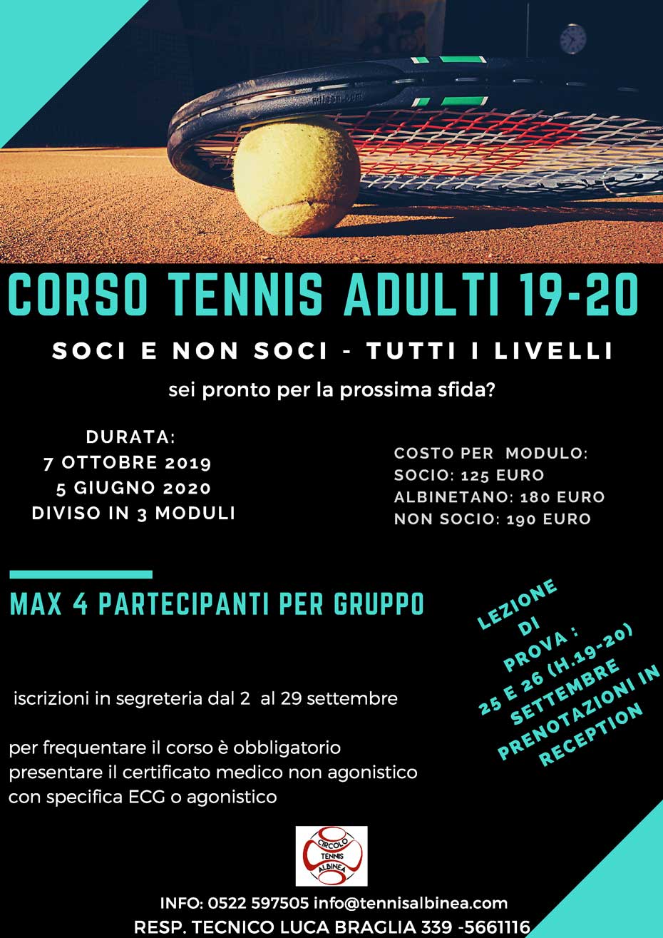 corso adulti tennis 2019 2020