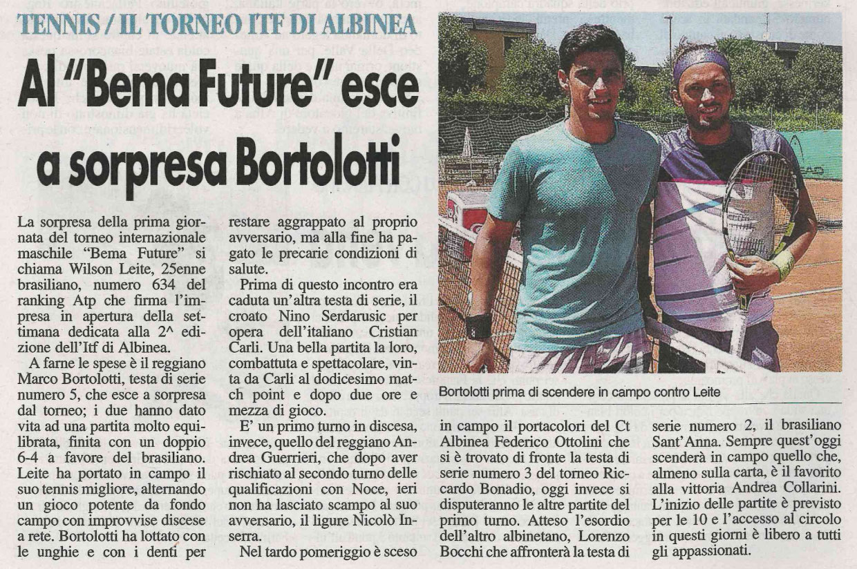 Torneo Bema Future: esce a sorpresa Marco Bortolotti