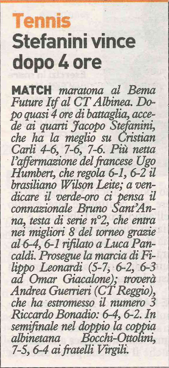 Stefanini vince dopo 4 ore