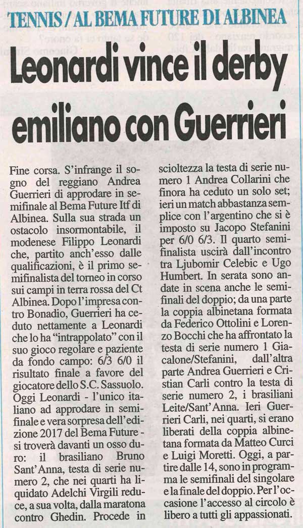 CS CTA 170707 leonardi vince il derby emiliano con guerrieri