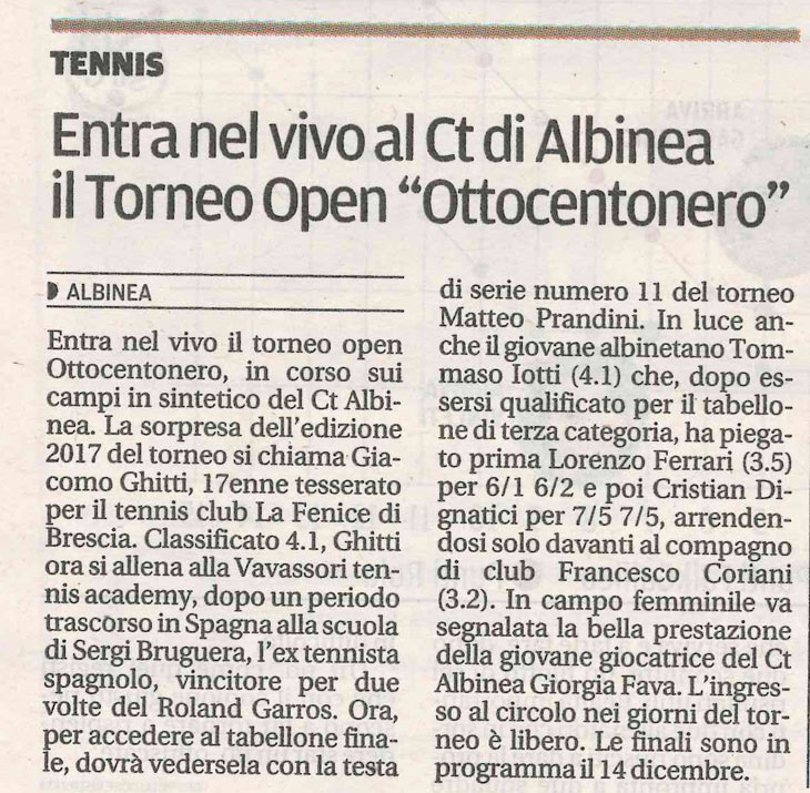 CS CTA 171208 entra nel vivo torneo open ottocento nero