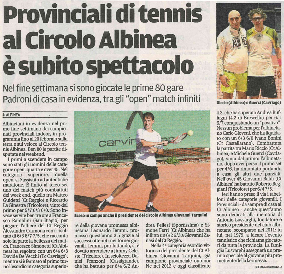 CS CTA 180206 provinciali di tennis al circolo albinea e subito spettacolo