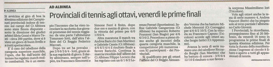 CS CTA 180210 provinciali di tennis agli ottavi presso il Circolo Tennis Albinea