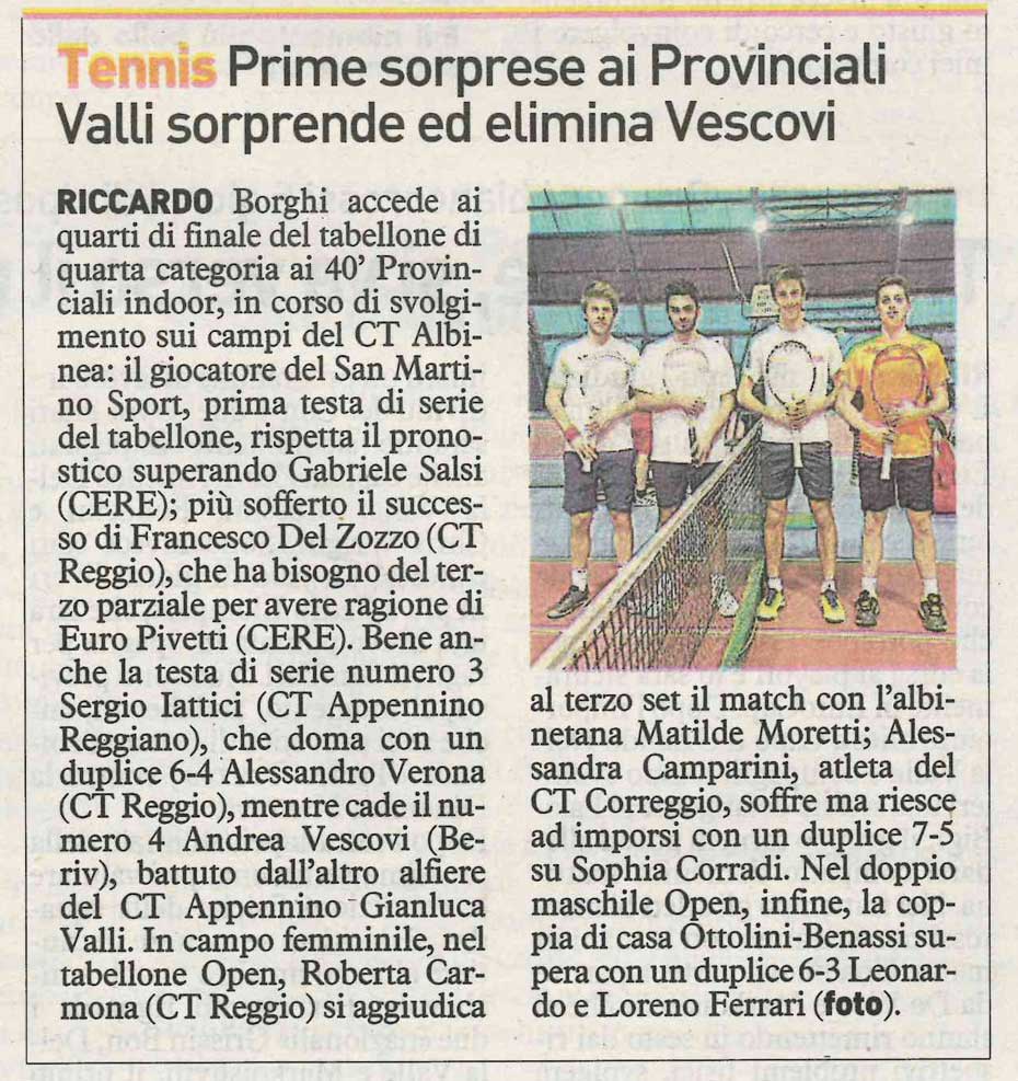 CS CTA 180213 prime sorprese ai provinciali valli elimina vescovi