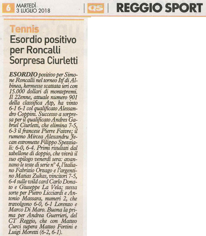 CS CTA 180703 esordio positivo per roncalli sorpresa ciurletti