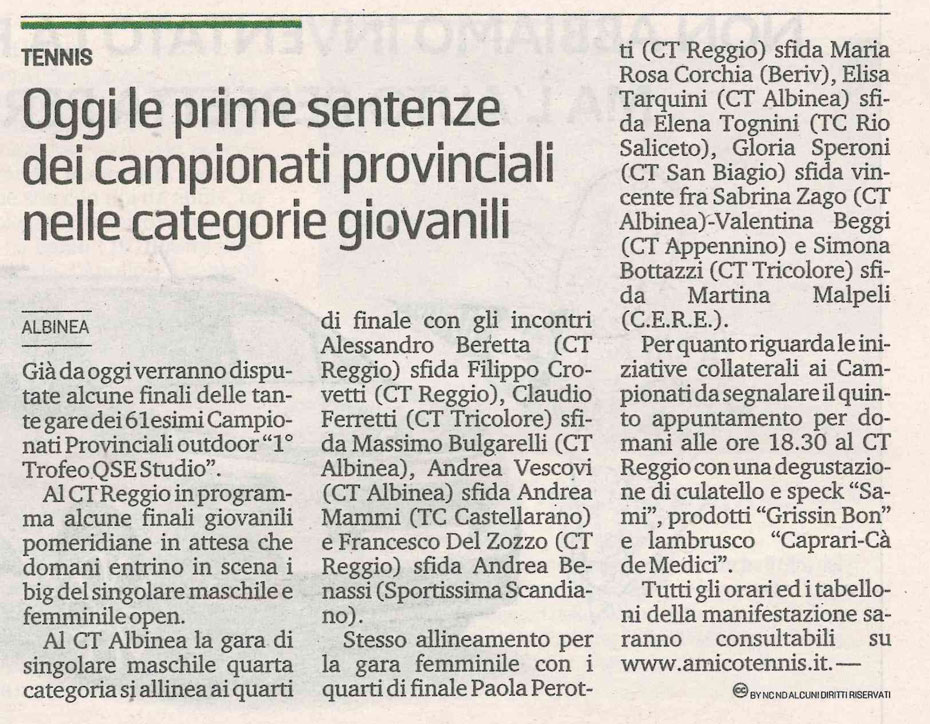 CS CTA 180920 oggi le prime sentenze dei campionati provinciali nelle categorie giovanili