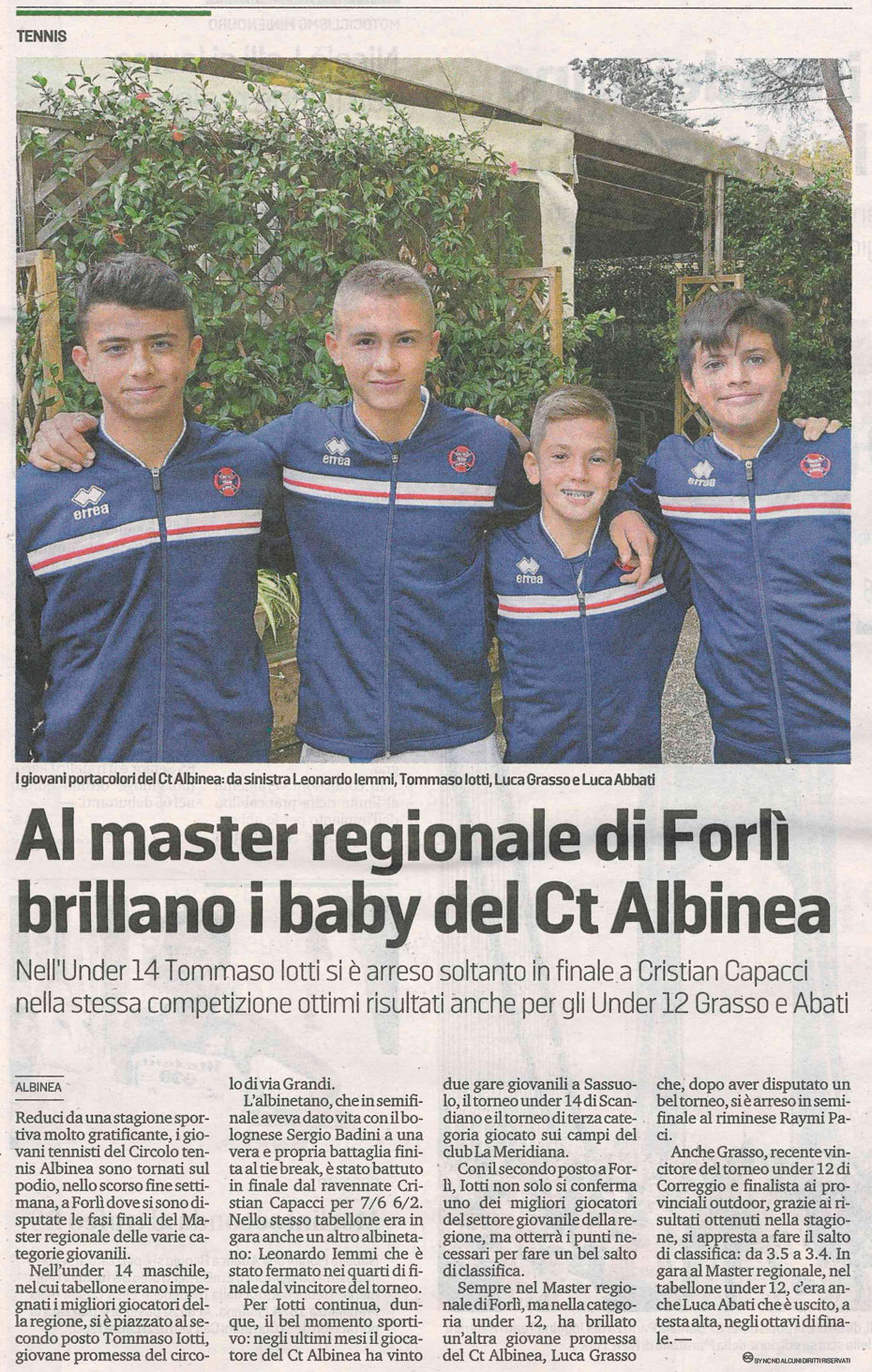 CS CTA 181031 al master regionale di forli brillano i baby del ct albinea