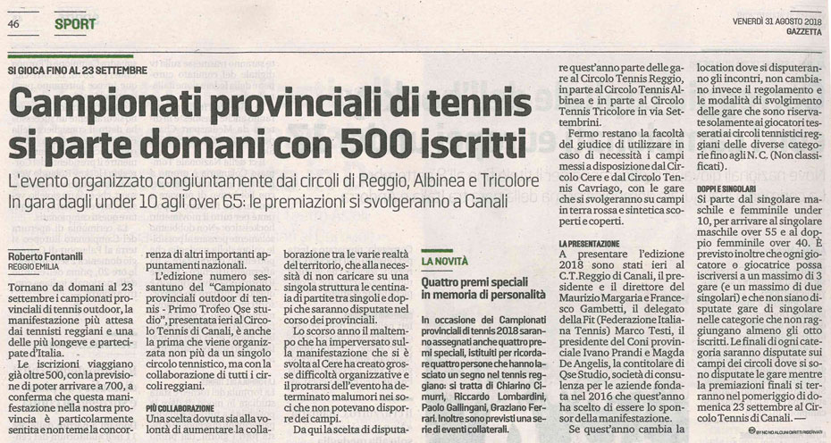 CS CTA 20180831 campionati provinciali di tennis si parte domani con 500 iscritti