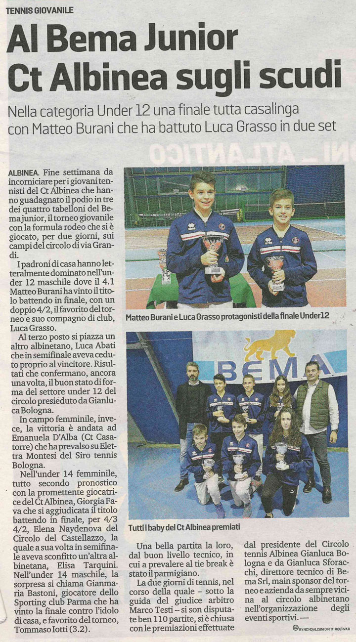 CS CTA 20181212 al bema junior ct albinea sugli scudi