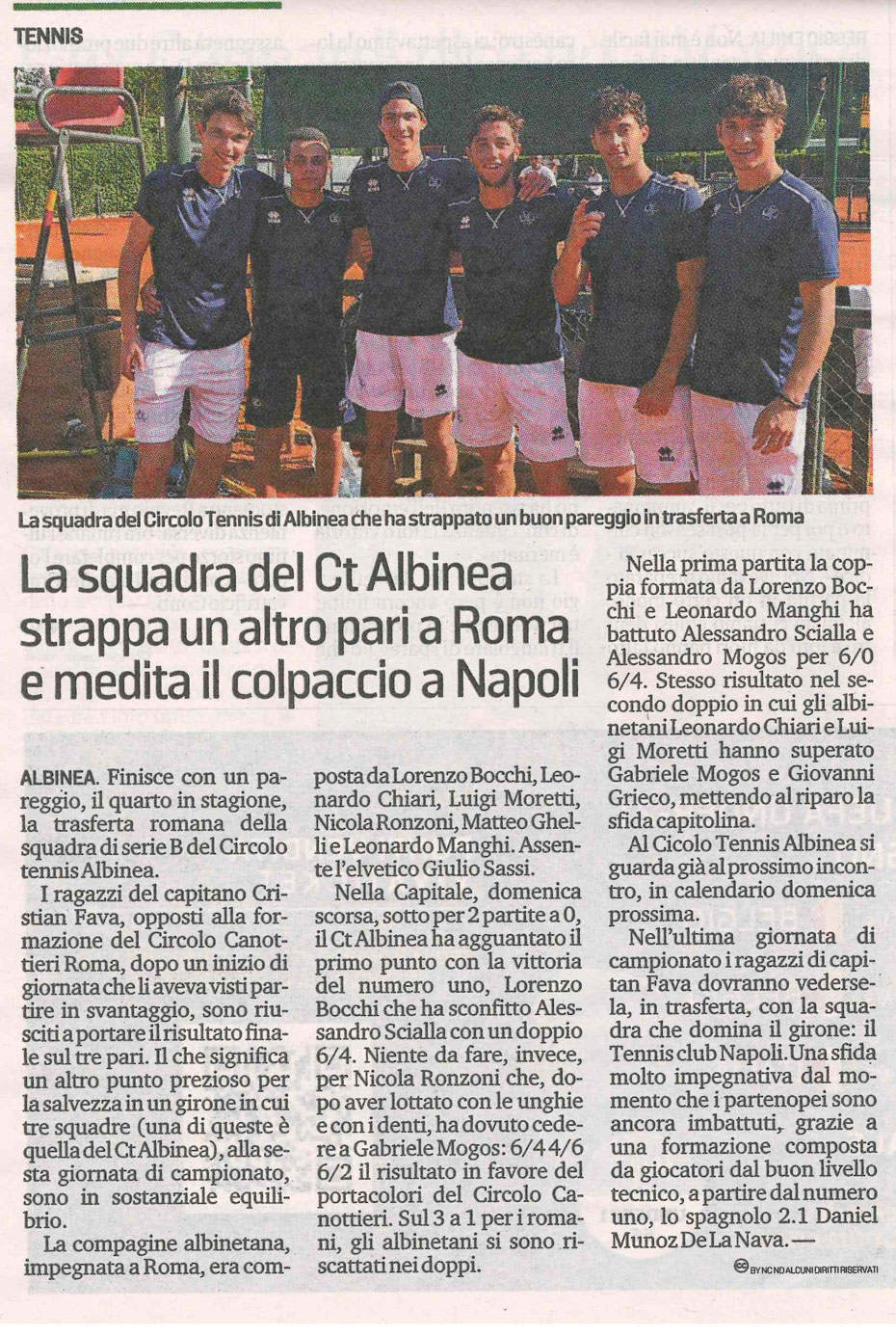 CS CTA 20190604 la squadra de ct albinea strappa un altro pari a roma