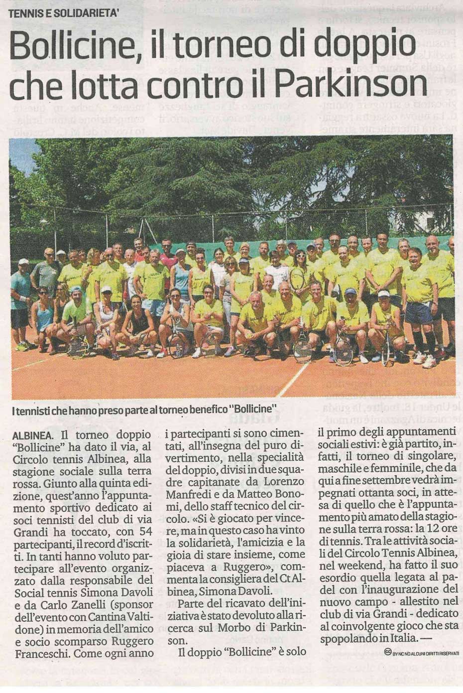 CS CTA 20190704 bollicine il torneo di doppio che lotta contro il parkinson