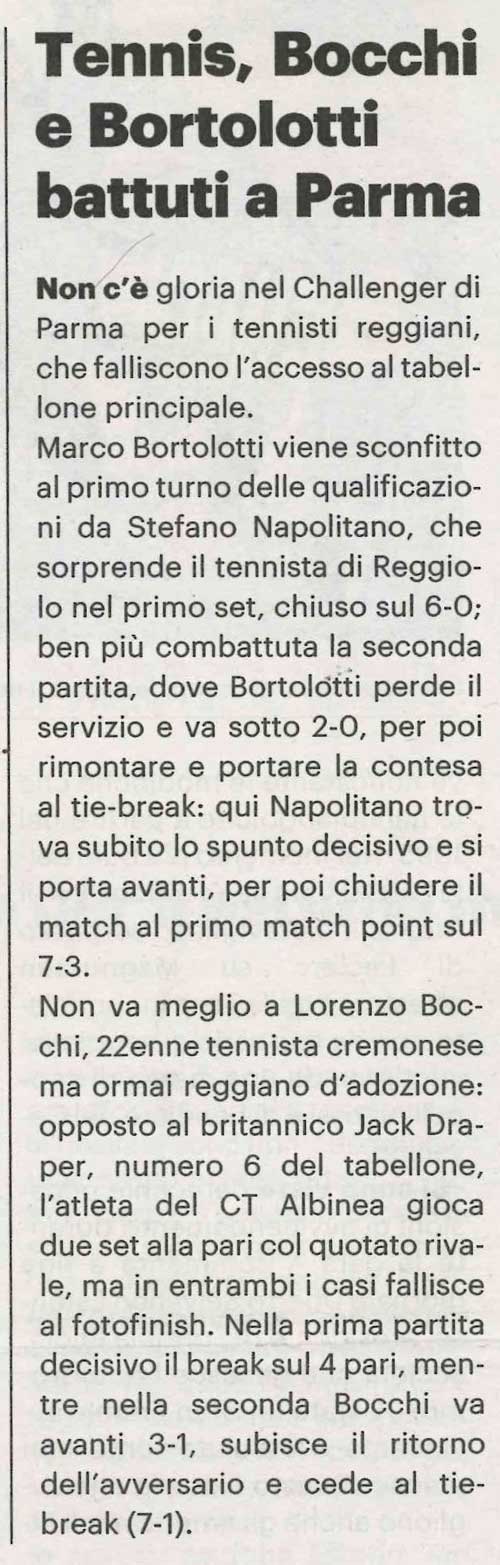 tennis bocchi bortolotti battuti a parma