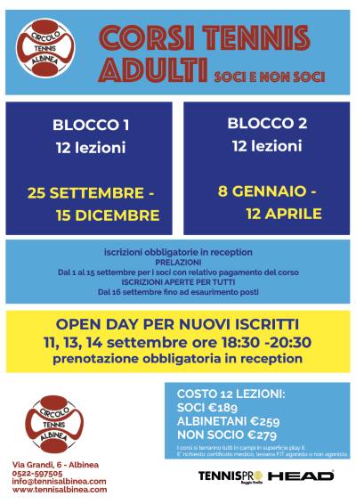 CORSI TENNIS ADULTI 2023-24