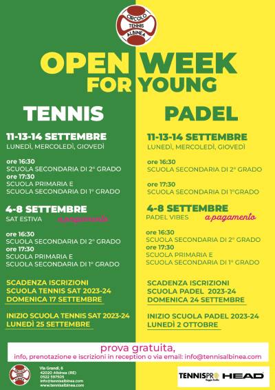 OPEN WEEK FOR YOUNG