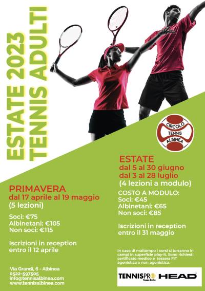 TENNIS CORSI ADULTI 2023