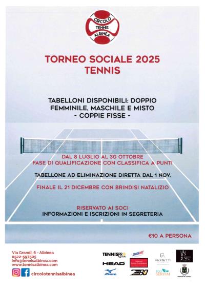 TORNEO SOCIALE TENNIS 2025
