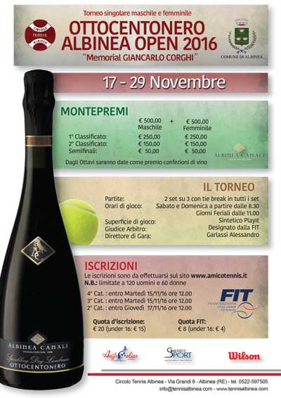 Volantino Torneo Ottocentonero open 2016