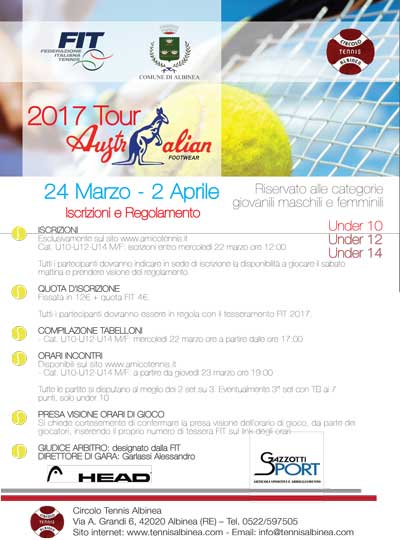 Volantino torneo Australian 2017