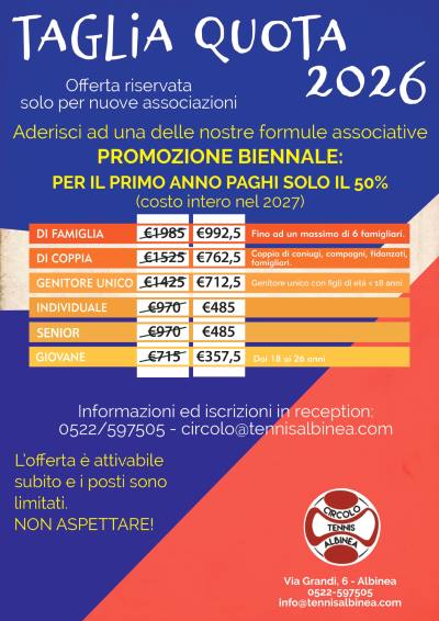 TAGLIA QUOTA 2026