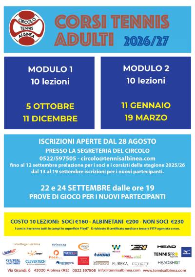 CORSO TENNIS ADULTI
